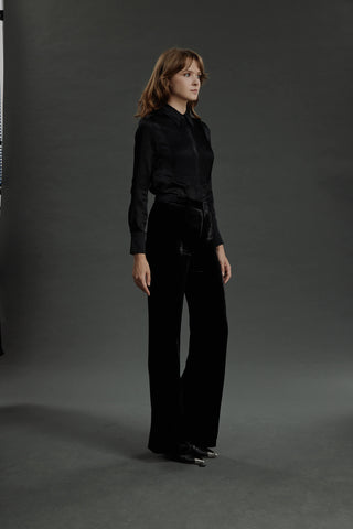 Bordeaux- Limited Edition Trousers - Bootcut trousers in black velvet
