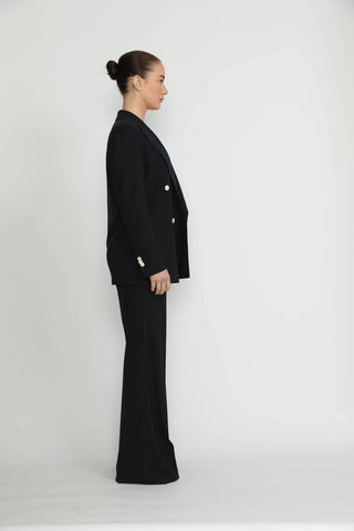 Bordeaux - Bootcut Navy Basketweave Bootcut Trousers