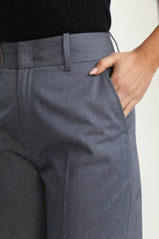 Manchester Trousers - Manchester High-Waisted Denim Blue Pinstripe Trousers