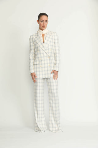 Bordeaux Trousers - Bootcut trousers in black/white houndstooth