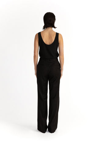 Bordeaux Trousers - Bootcut trousers in black pinstripe