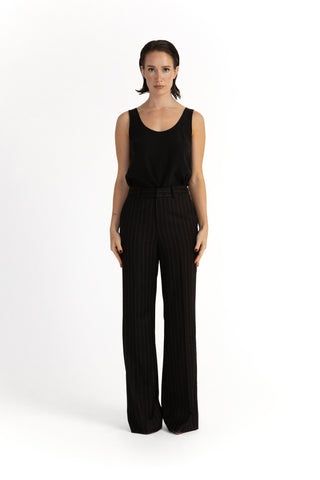 Bordeaux Trousers - Bootcut trousers in black pinstripe