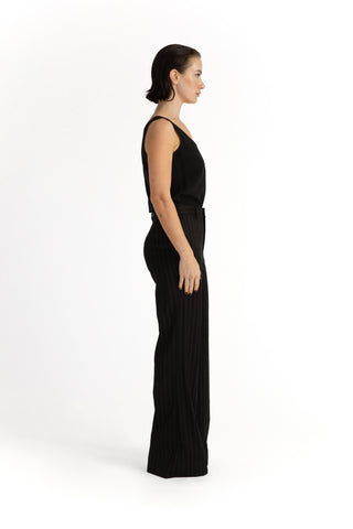 Bordeaux Trousers - Bootcut trousers in black pinstripe