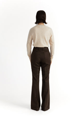 Sursee Trousers - Bell-bottom flared trousers in charcoal brown