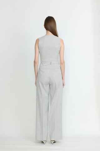 Blackpool-summer Trousers - Wide-leg trousers in white pinstripe