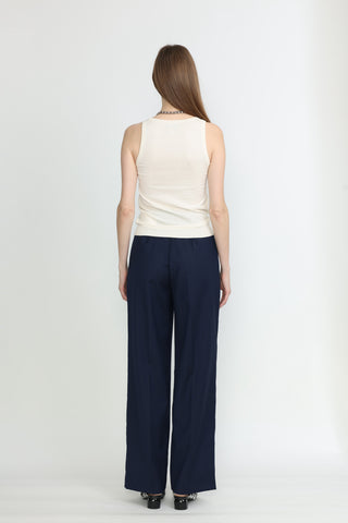 Blackpool-summer Trousers - Wide-leg trousers in navy