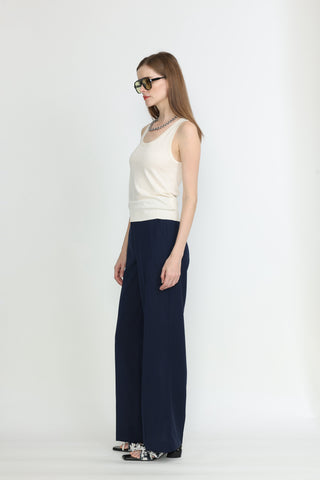 Blackpool-summer Trousers - Wide-leg trousers in navy