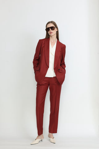 Castelo Branco Slim Fit Trousers in Ruby Red