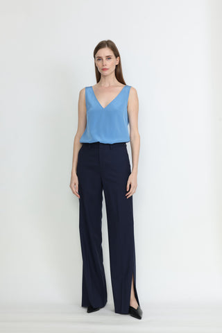 Emilia Trousers - Flared trousers in navy blue