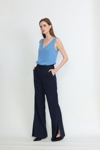 Emilia Trousers - Flared trousers in navy blue