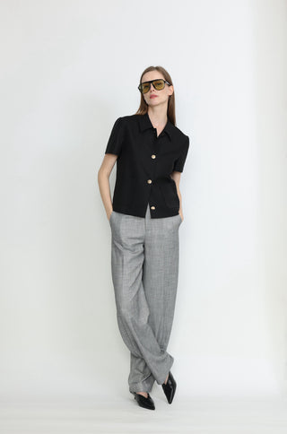 Hagfords Trousers - Barrel leg trousers  high-waisted in grey