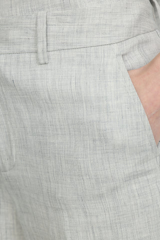 Hervey Bay Linen Fitted Cropped Trousers in Grey