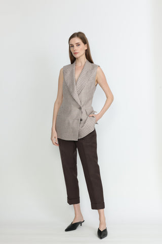 Southampton Linen Tapered Trousers in Brown