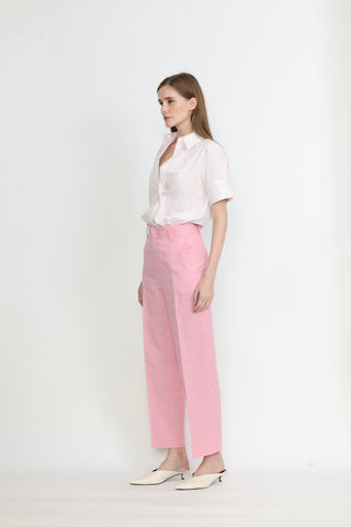 Manchester Trousers - Straight-leg trousers in pink linen
