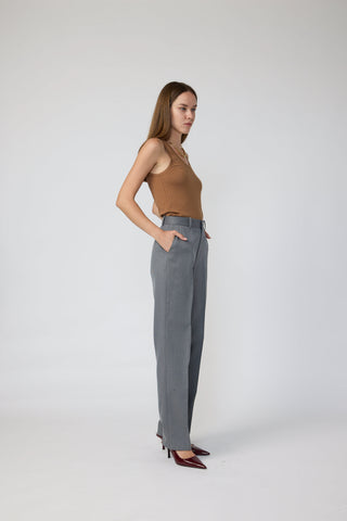 Ede Trousers - Tapered trousers in grey twill