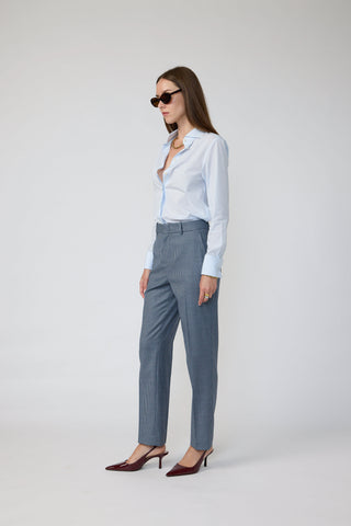 Castelo Branco Trousers - Slim Fit Trousers in blue dogtooth