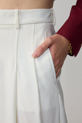 Parma 2.0 Trousers - Pleated wide leg trousers in vanilla white