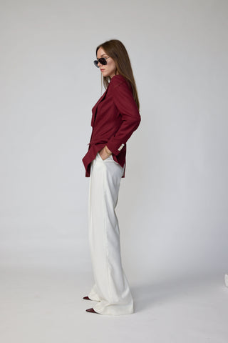 Parma 2.0 Trousers - Pleated wide leg trousers in vanilla white