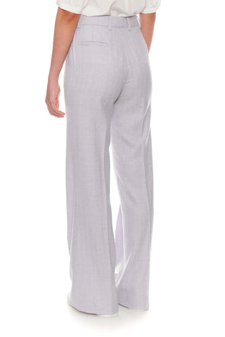 Bordeaux - Bootcut wool suit trousers in sky grey herringbone