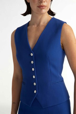 Maia Waistcoat - Fitted waistcoat in electric blue