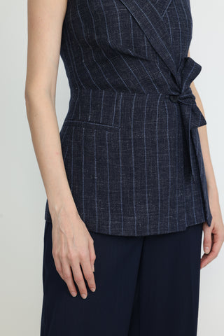 Byron Bay Waistcoat -  Waistcoat with belt in navy