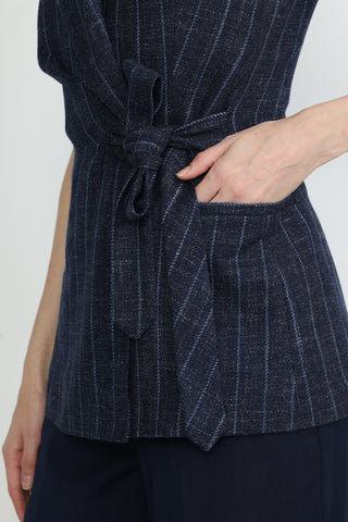 Byron Bay Waistcoat -  Waistcoat with belt in navy