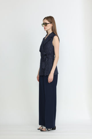 Byron Bay Waistcoat -  Waistcoat with belt in navy