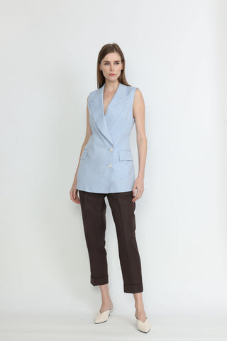 Beja Double-Breasted Waistcoat in Light Blue