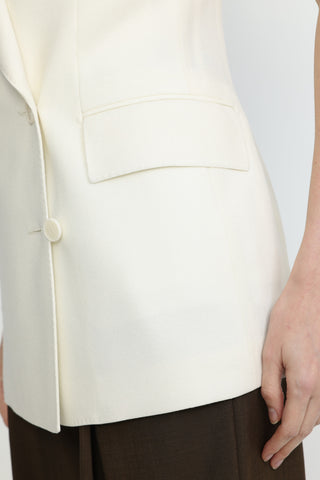 Beja Waistcoat - Double-breasted waistcoat in white
