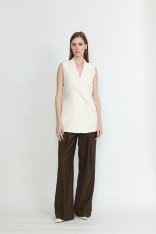Beja Waistcoat - Double-breasted waistcoat in white