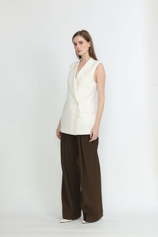 Beja Waistcoat - Double-breasted waistcoat in white
