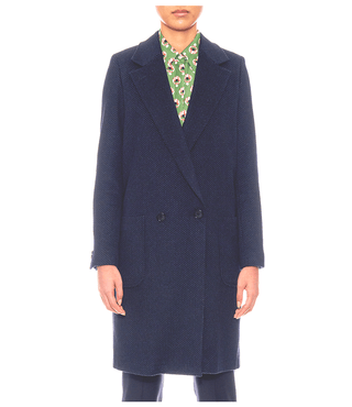 Paris - Oversized wool coat with patch pockets in navy