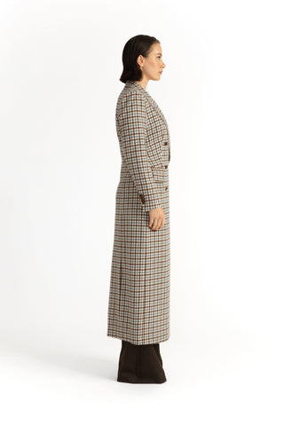 Agueda Coat - Midi-length coat in check