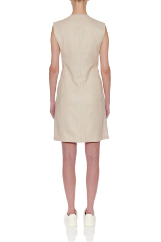 Gijon Dress - Tailored double breasted knee-length dress in off white