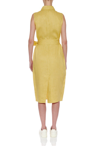 Zaragoza Dress - Sleeveless shirt midi dress in yellow