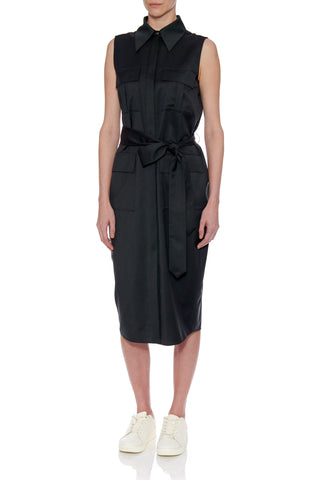 Zaragoza Dress - Sleeveless shirt midi dress in charcoal grey