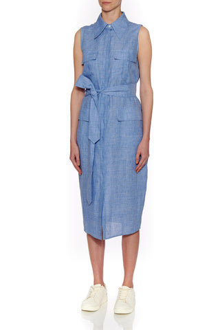 Zaragoza Dress - Sleeveless shirt midi dress in blue