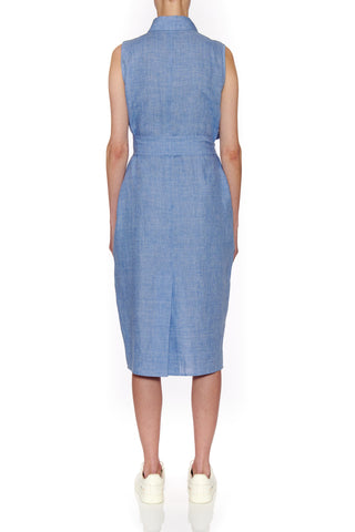 Zaragoza Dress - Sleeveless shirt midi dress in blue