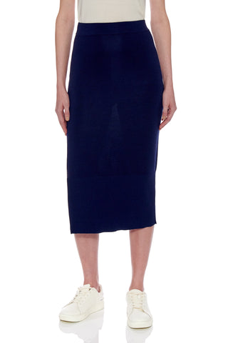 Rouen Skirt - Knitted pure silk pencil skirt with side slit