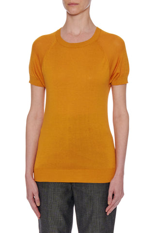 Lourdes - Short sleeve cotton-silk t-shirt in tan