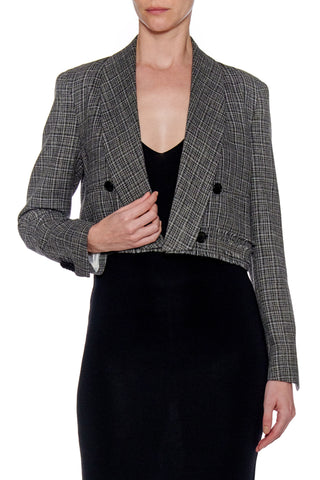 Murcia Jacket - Shawl collar cropped jacket in tweed