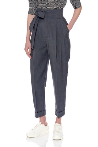 Huesca Trousers - High waisted pleated cigarette trouser