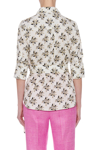 Girona-Salt Blouser - Short sleeve button-down wrap blouse in a print