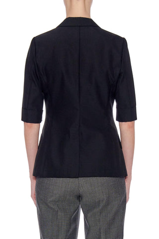 Huelva Jacket - Short sleeve, single-breasted summer jacket in black