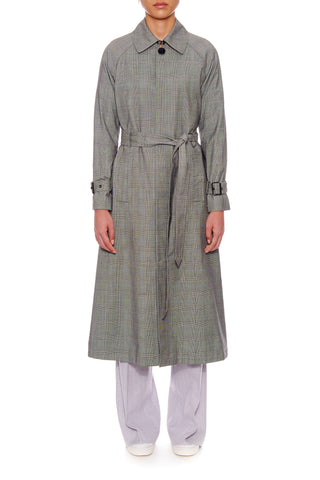 Nimes Coat - Chelsea long trench coat in grey check