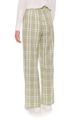 Rennes Trousers - Wide leg, tailored wool trousers in green