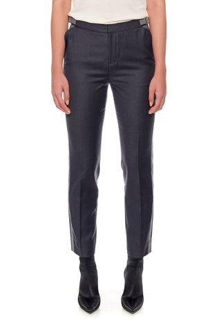 Lyon Trousers - High-waisted wool trousers with side bars in dark grey