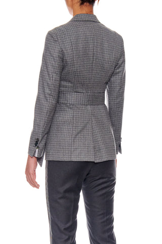 Montpellier Jacket - Wool suit jacket with peaked lapels in grey check