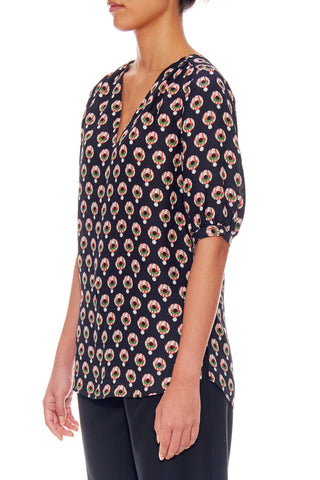 Cannes Blouse - Relaxed fit v-neck silk crepe blouse