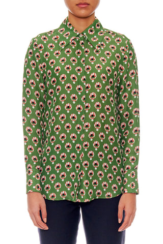 Montrieul Top - Button-down long sleeve blouse in green